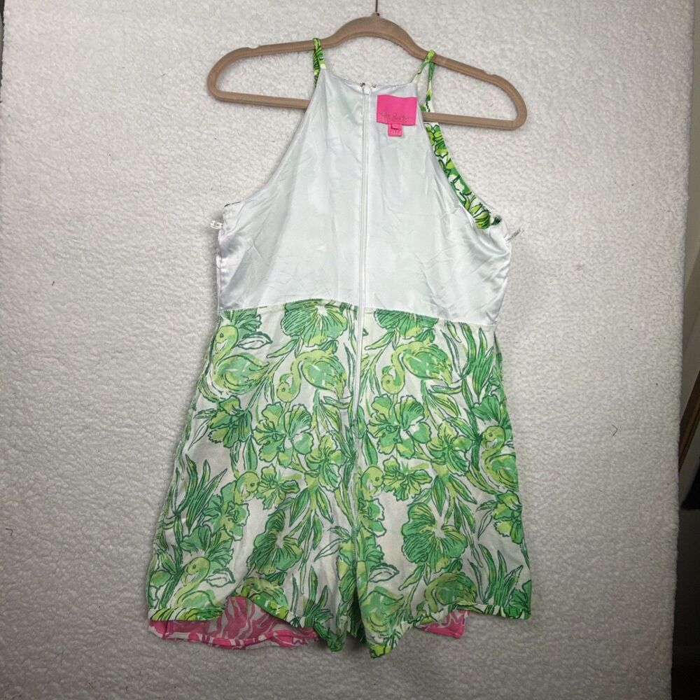 (T6) Lilly Pulitzer Pearl Romper Flamingle Engineered Flamingos Floral,Sz 4 - Picture 15 of 16